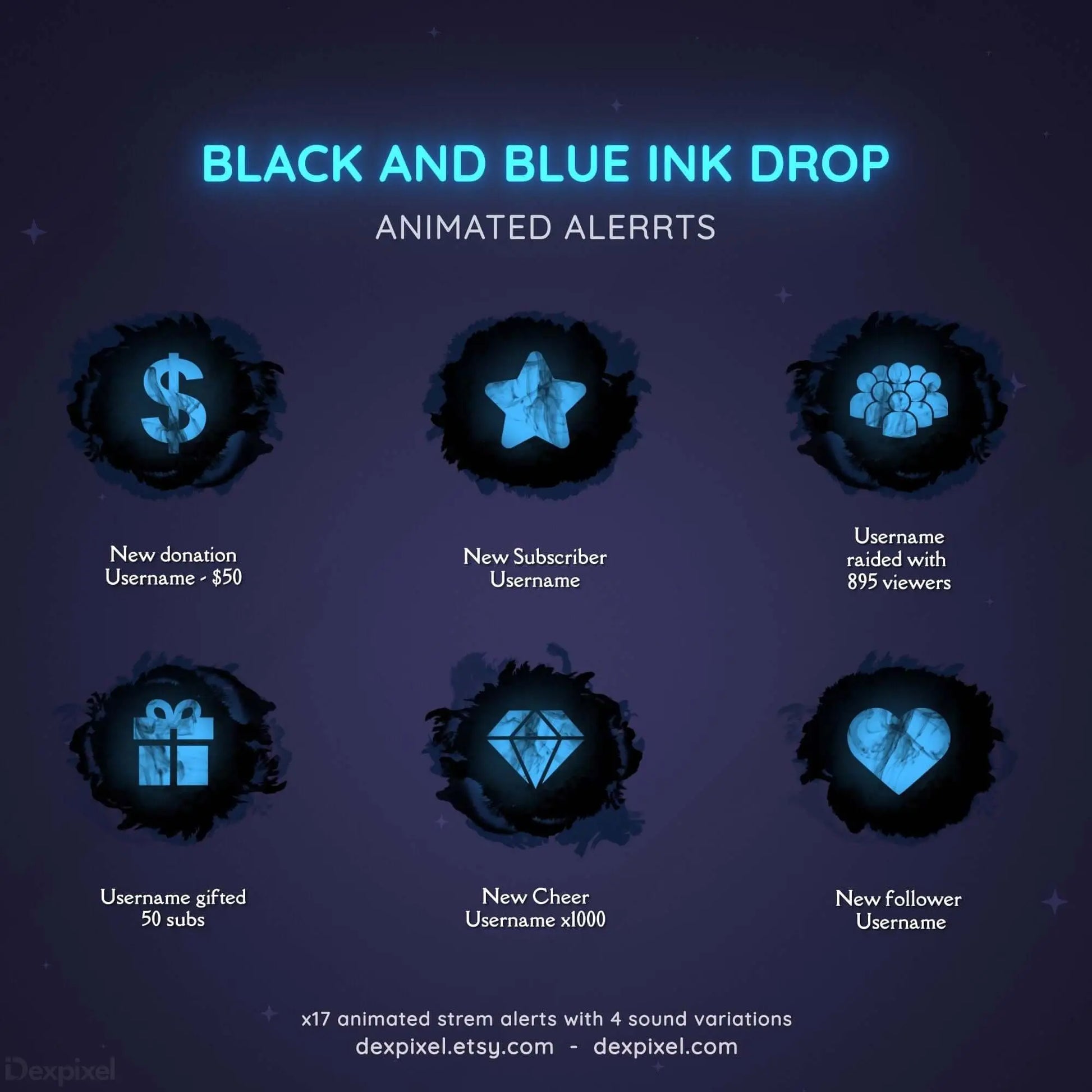 black ink drop twitch alert notification