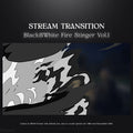 Black and white fire stream transition.