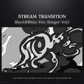 Black and white fire stinger stream transition.