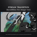 Black and white fire stinger stream transition.