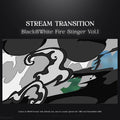 Black and white fire stinger stream transition.