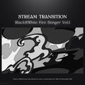 Black and white fire stinger stream transition.