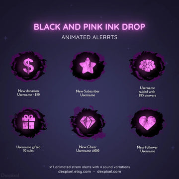 black pink ink drop twitch alerts