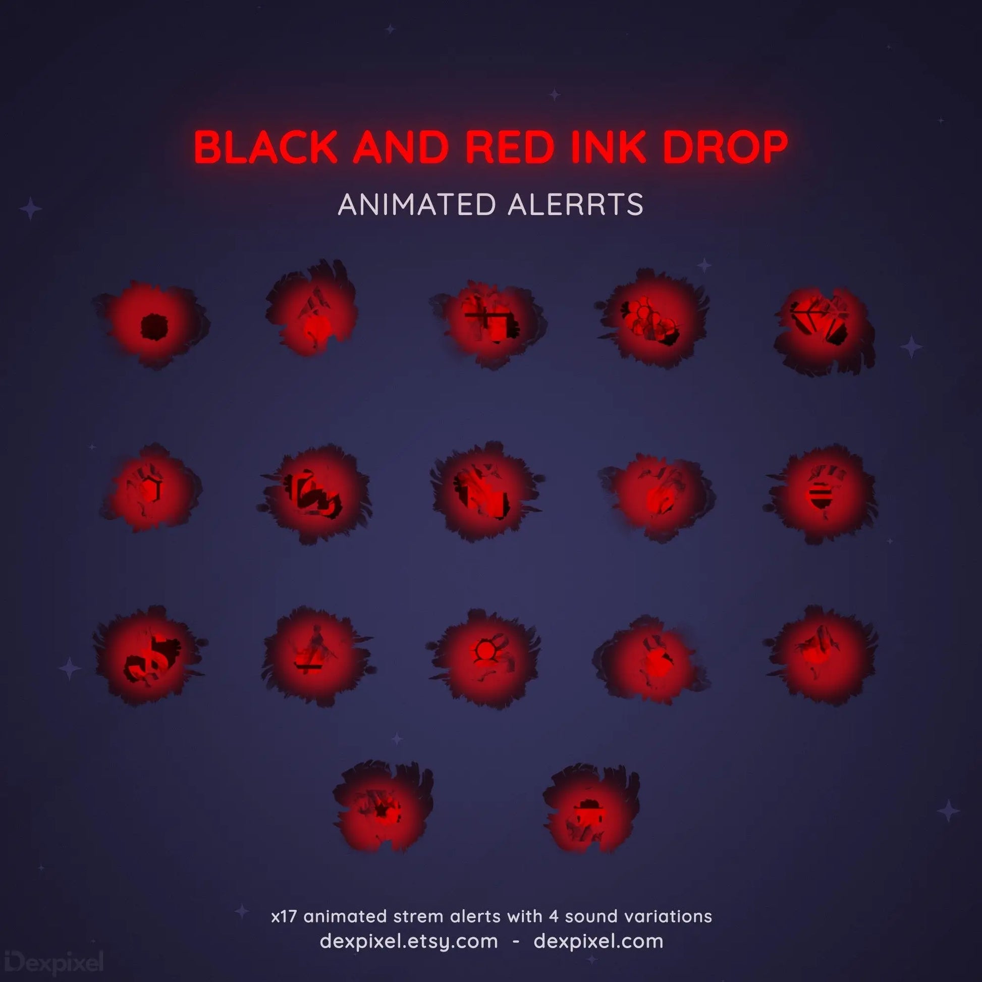 animated black red ink drop stream notifications