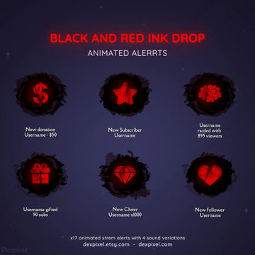 black red ink drop animated stream alerts