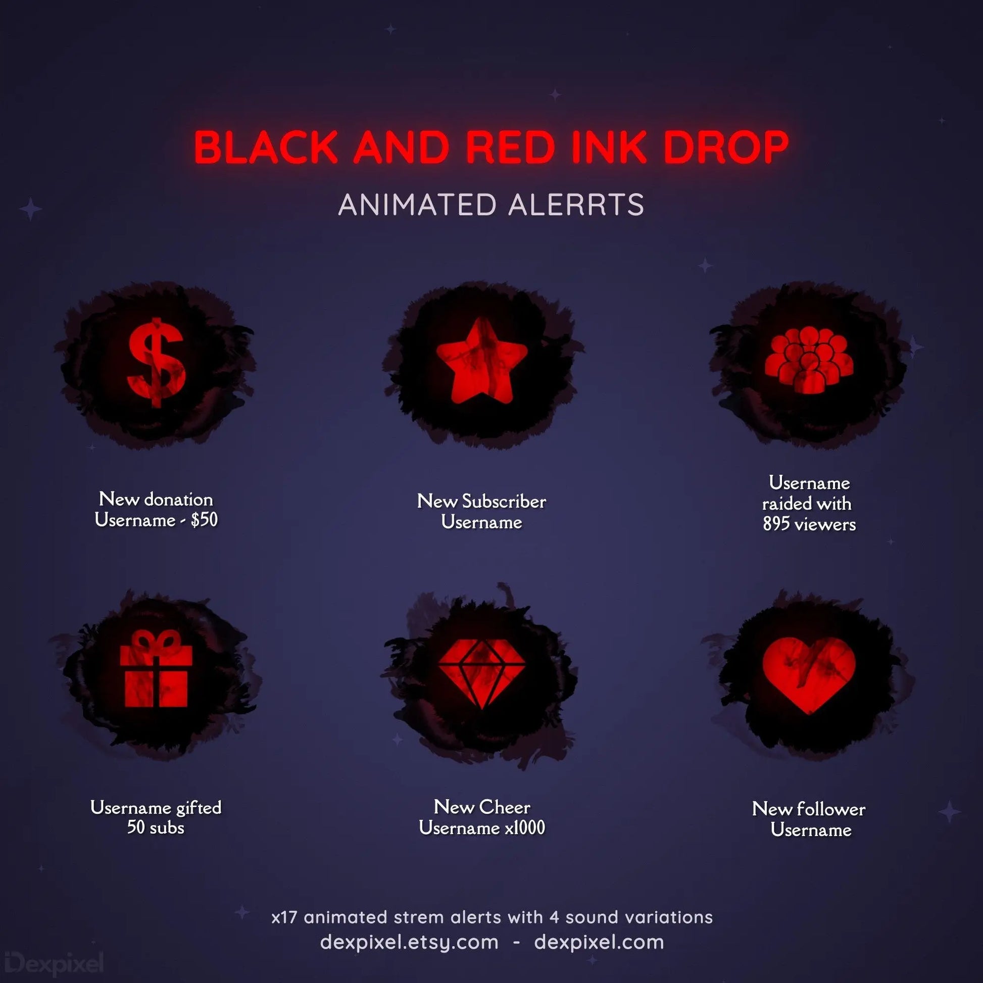 animated ink drop twitch stream alerts