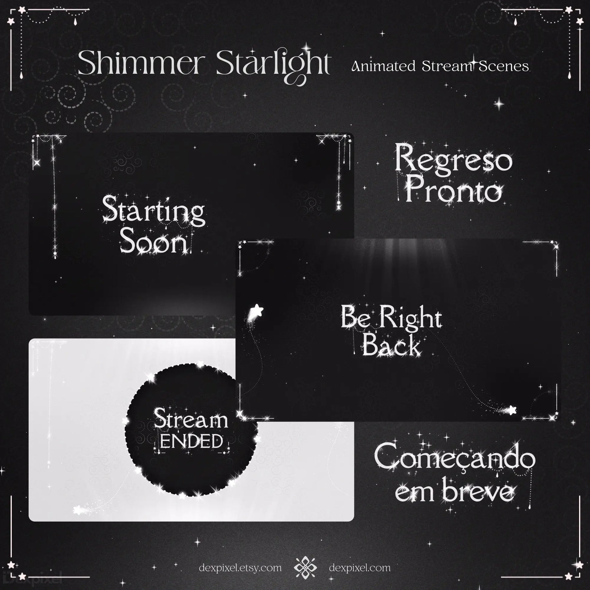 animated vtuber celestial theme stream pack