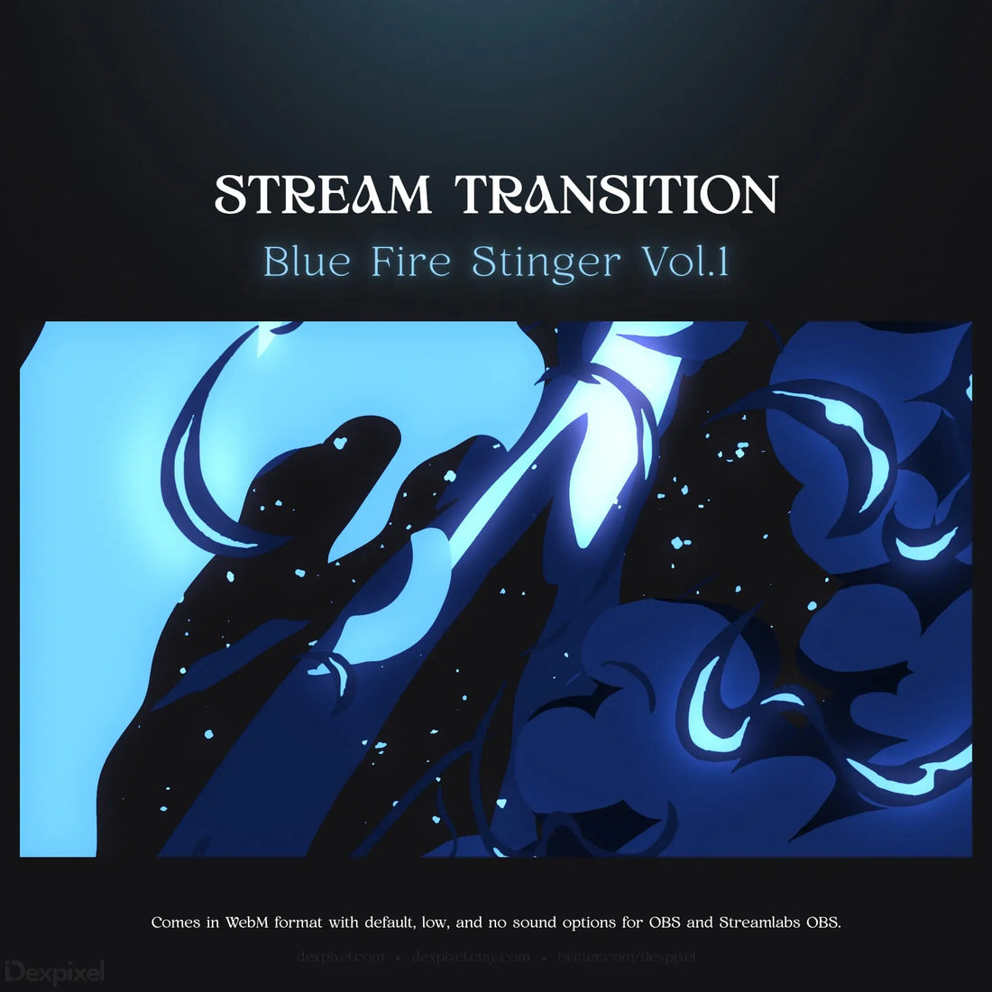 Blue fire stream transition.
