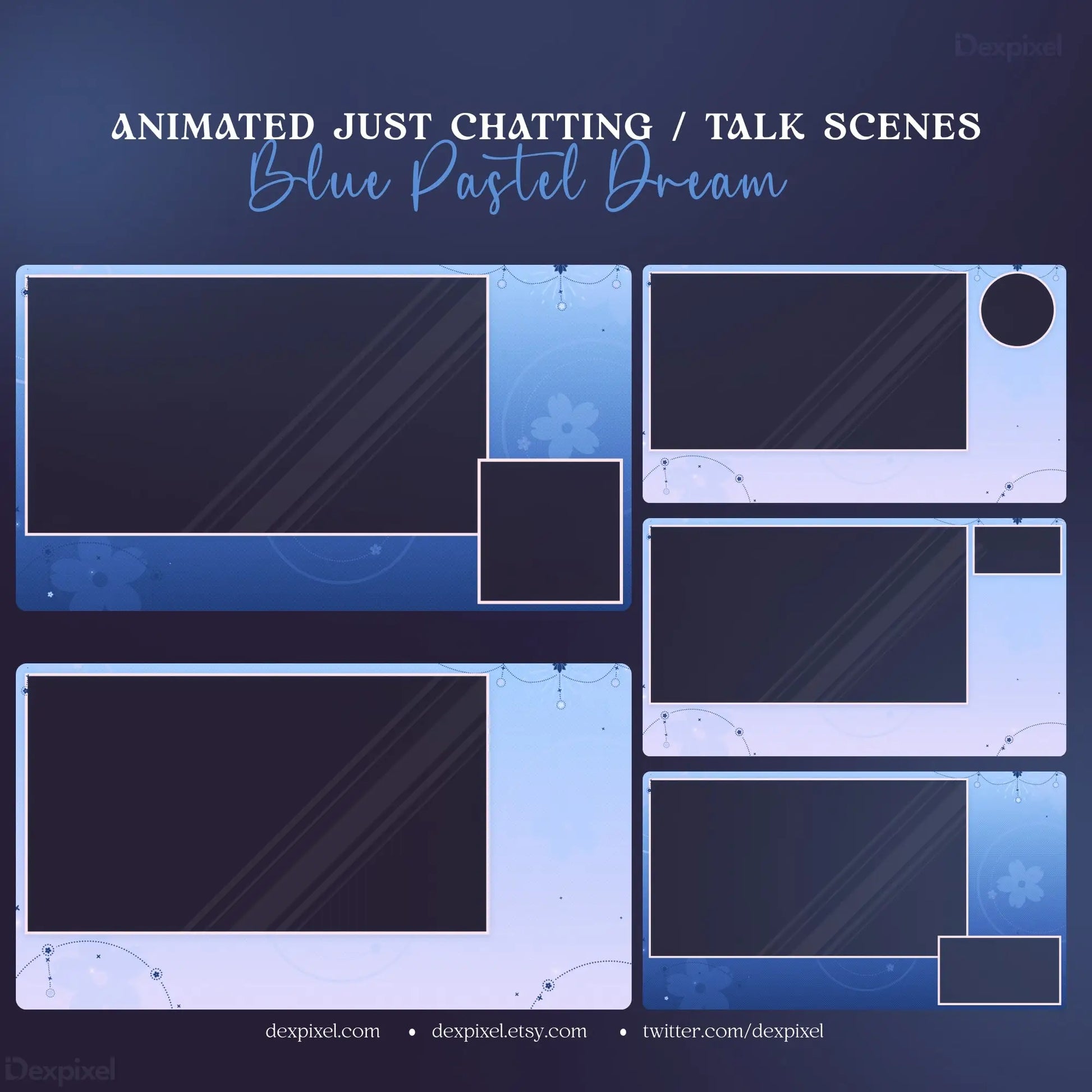 Template layout for blue pastel dream animated stream chat scenes in Celestial Stream Pack