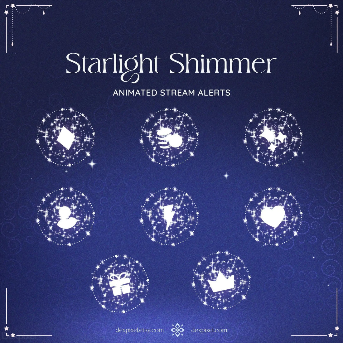 Collection of blue shimmer starlight overlays for Shimmer Starlight Alerts