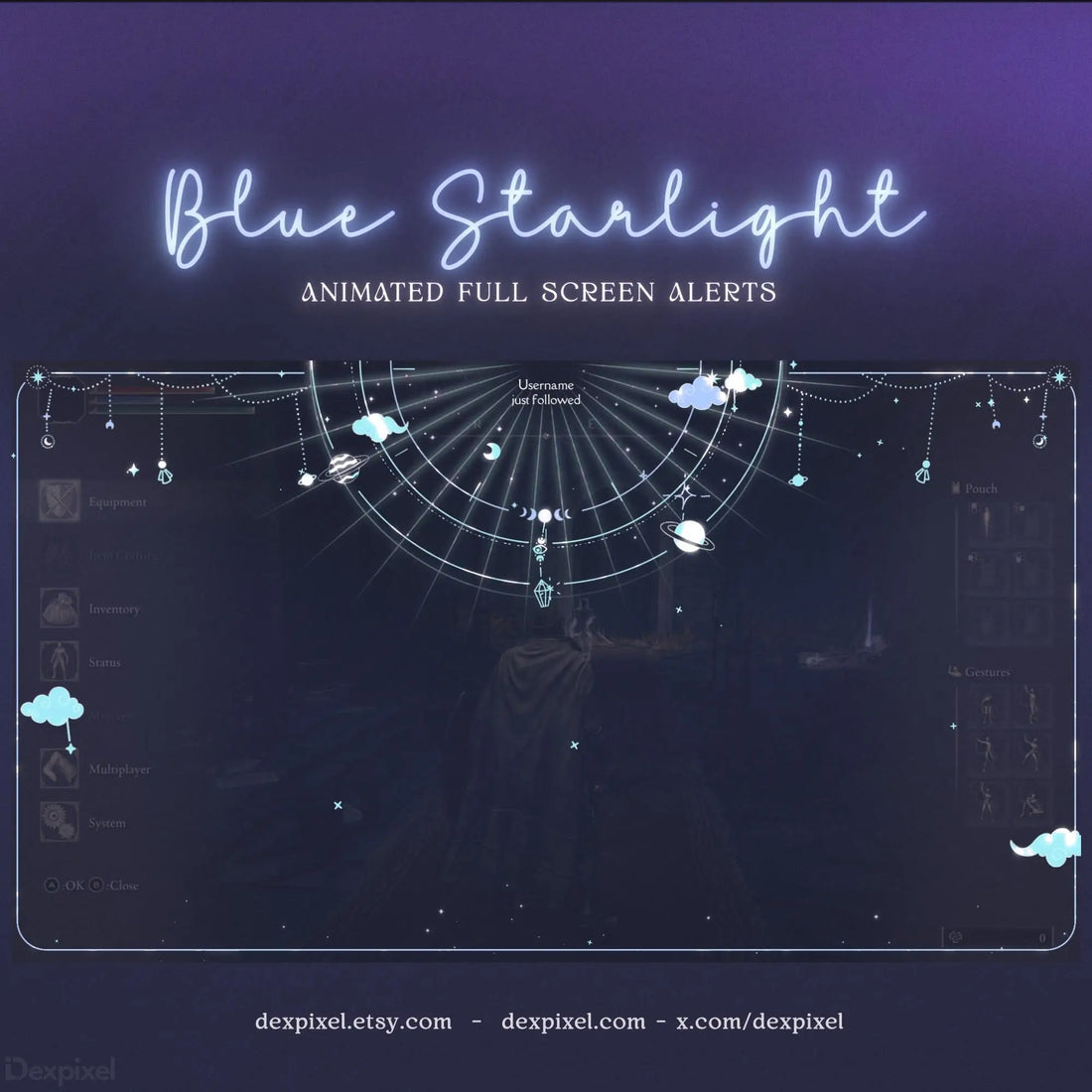 blue starlight animated stream alert full screen