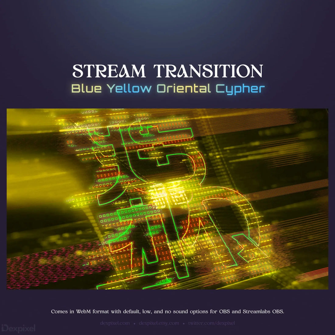 Blue and yellow oriental stream transition.
