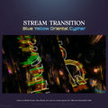 Stream transition with blue, yellow, and oriental cypher design.