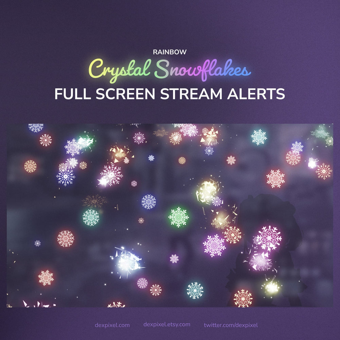 Rainbow crystal snowflake stream alert
