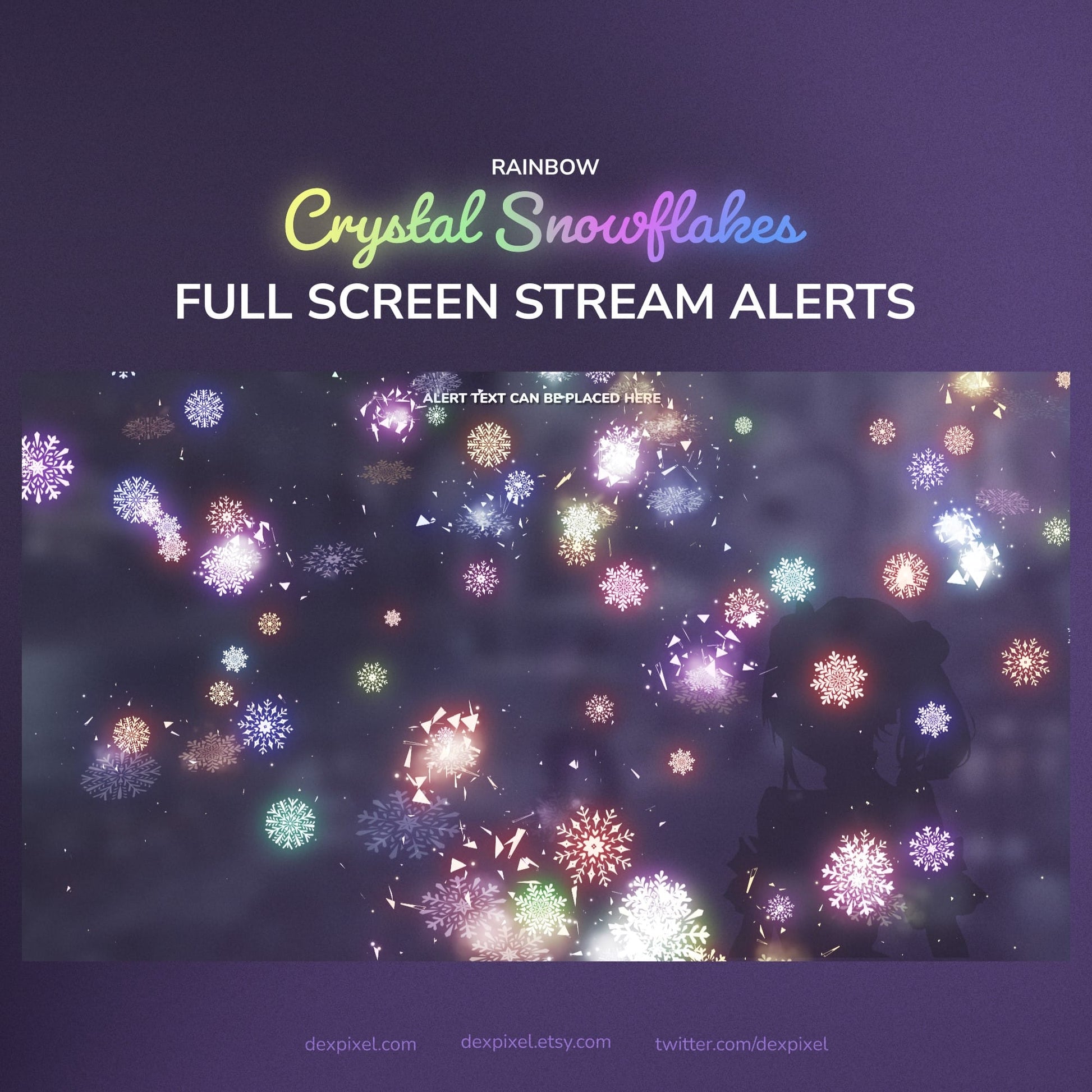 Rainbow crystal snowflake full screen stream alert