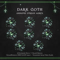 Glowing green gothic-style stream alert animations with cross pendants and chain borders.
