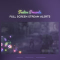 Promotional graphic for 'Festive Presents' full screen stream alerts with colorful text on a dark background.