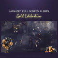Gold celebration alert design.