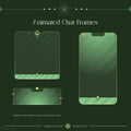 Decorative green chat frame templates with elegant golden accents and borders.