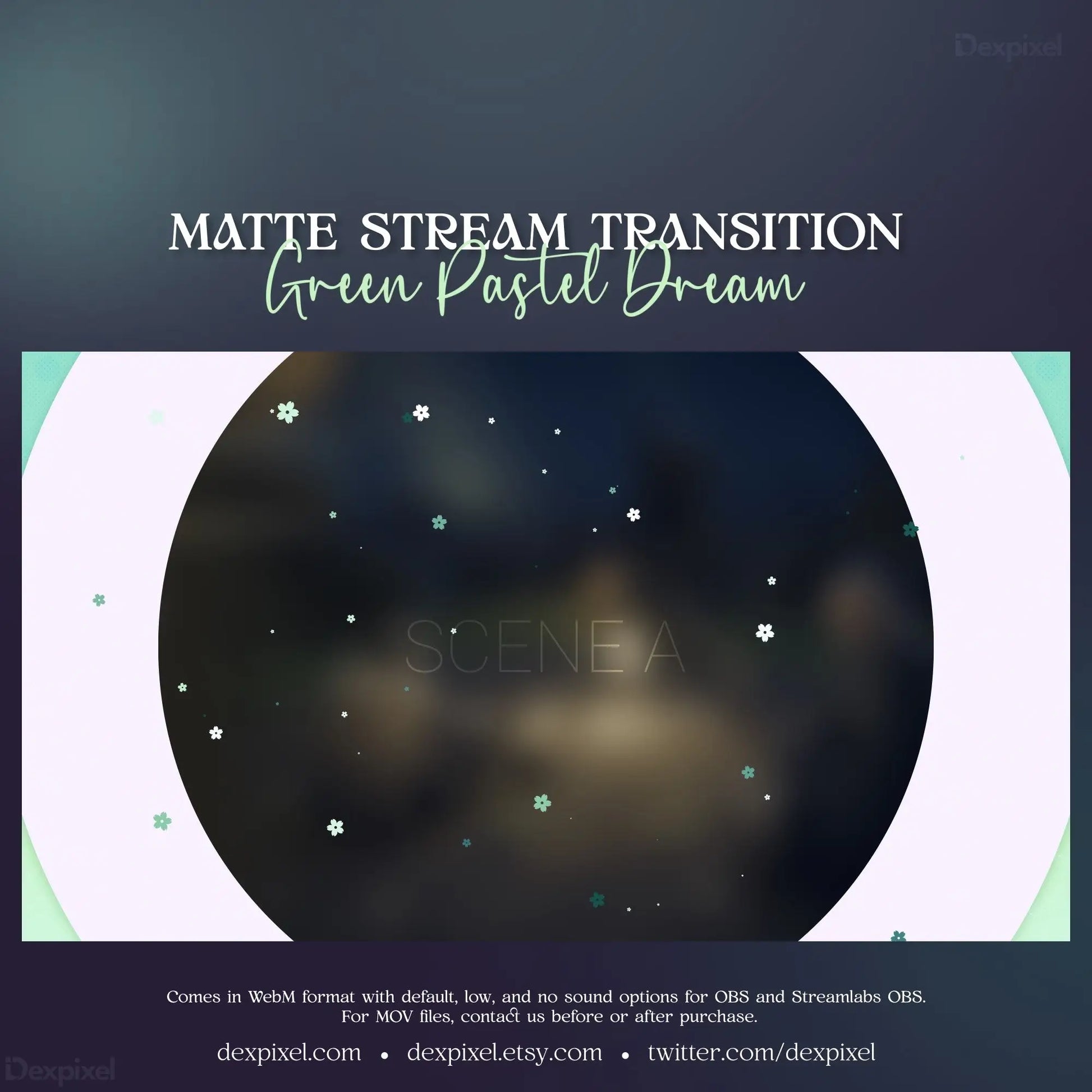 Circular stream transition overlay with stars and green pastel border for Green Pastel Dream