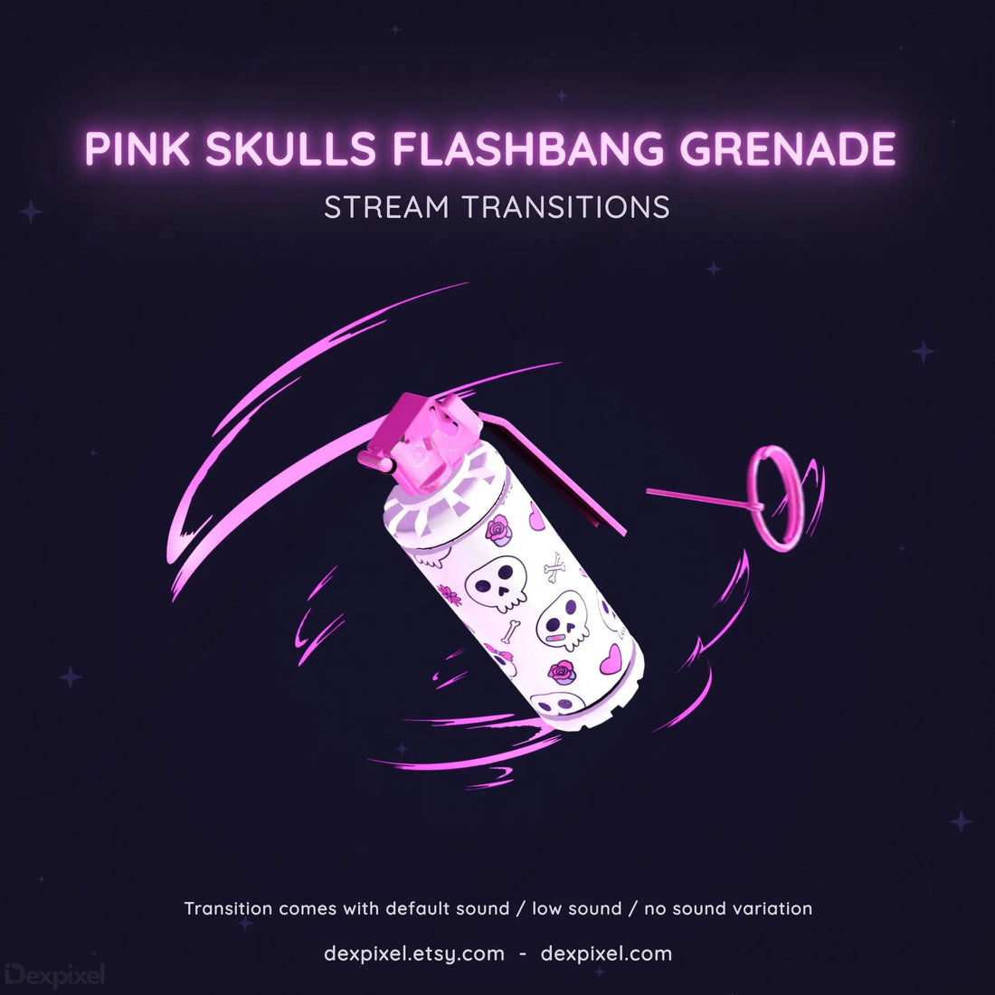 grenade flashbang pink skulls stream transition