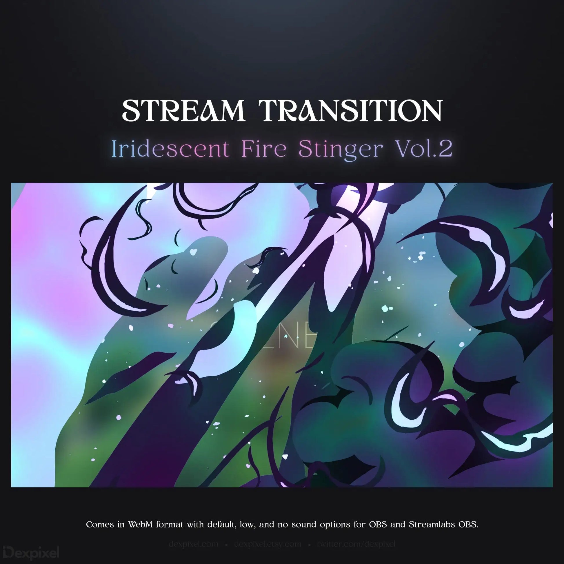 Iridescent stream transition animation.