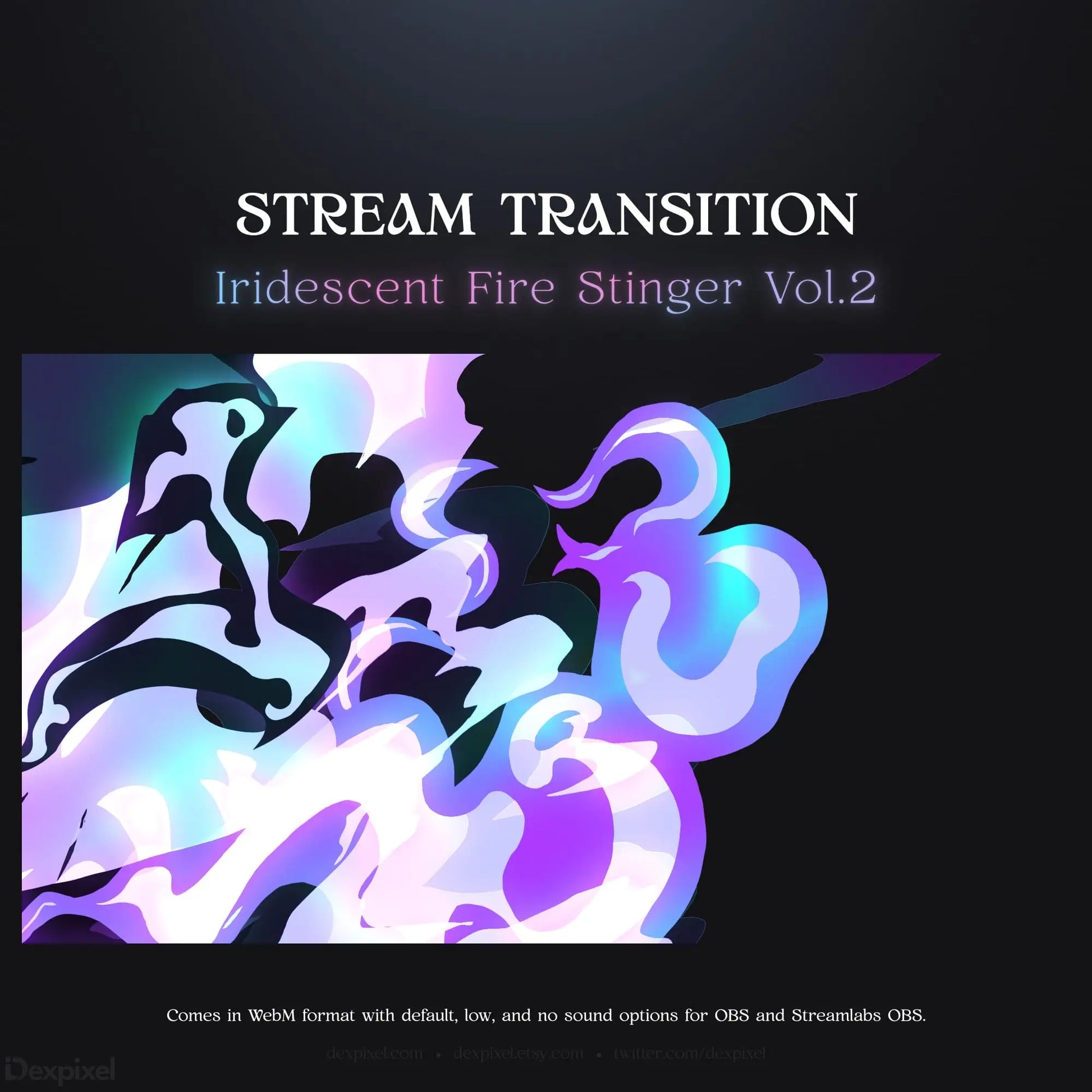 Iridescent fire stinger stream transition.