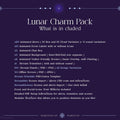 Product listing showing contents of a ’Lunar Charm Pack’ for streaming assets and overlays.