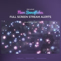 Neon snowflake stream overlay design with pink and blue lights