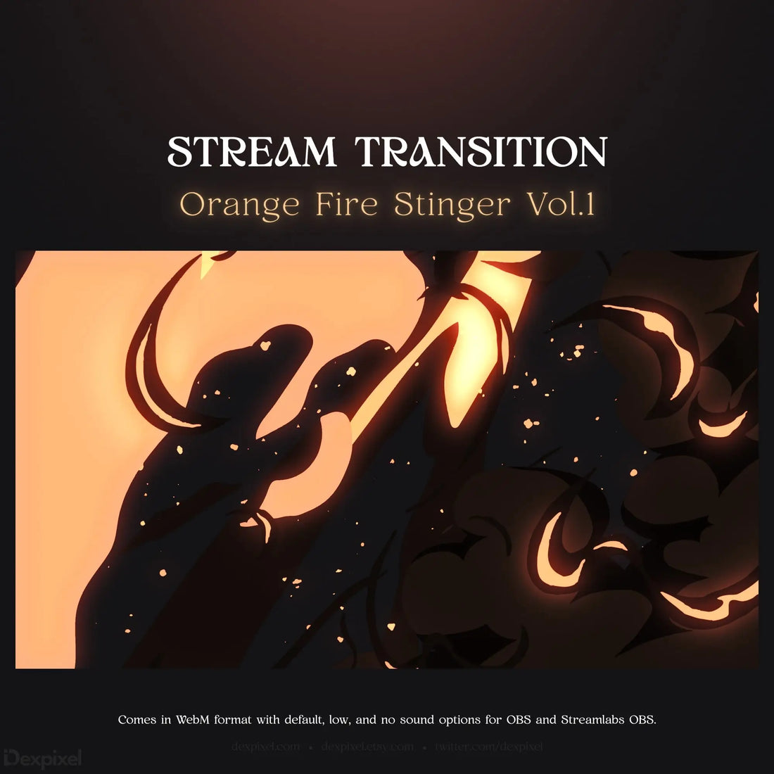 Orange fire stinger stream transition.