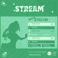 Stream overlay panel template with a silhouetted figure design in mint green.