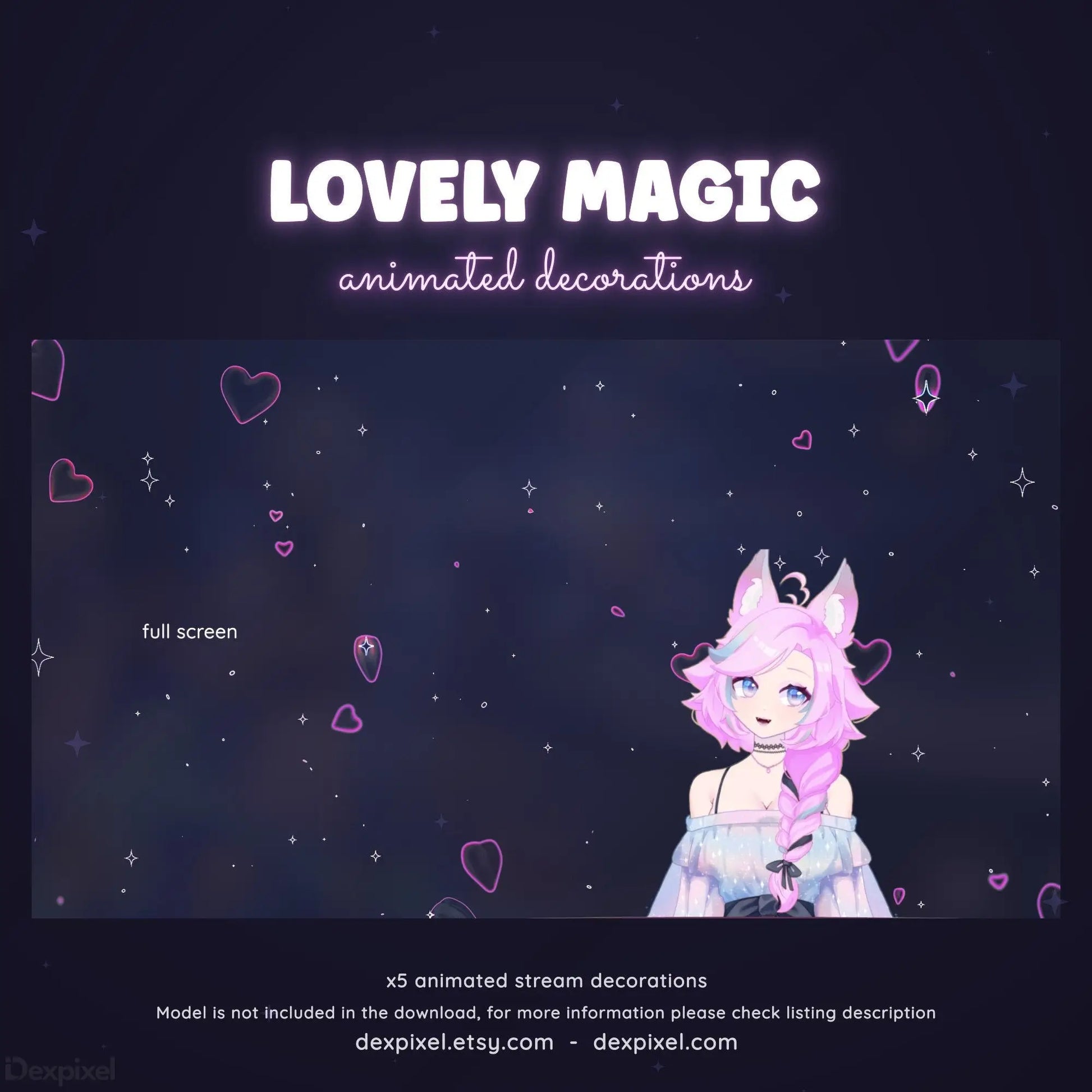 twitch stream animated heart decoration