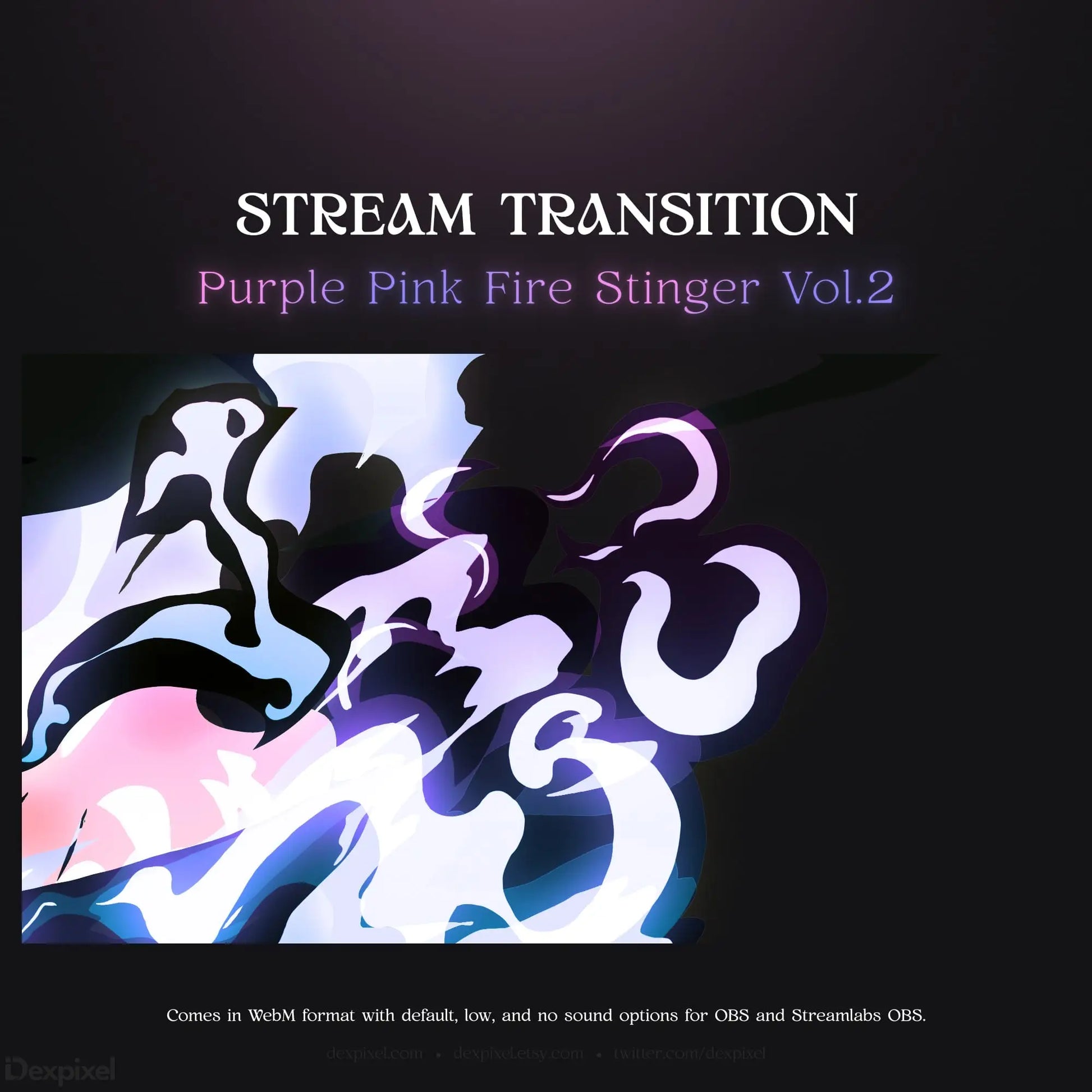 Purple and pink fire stinger stream transition.