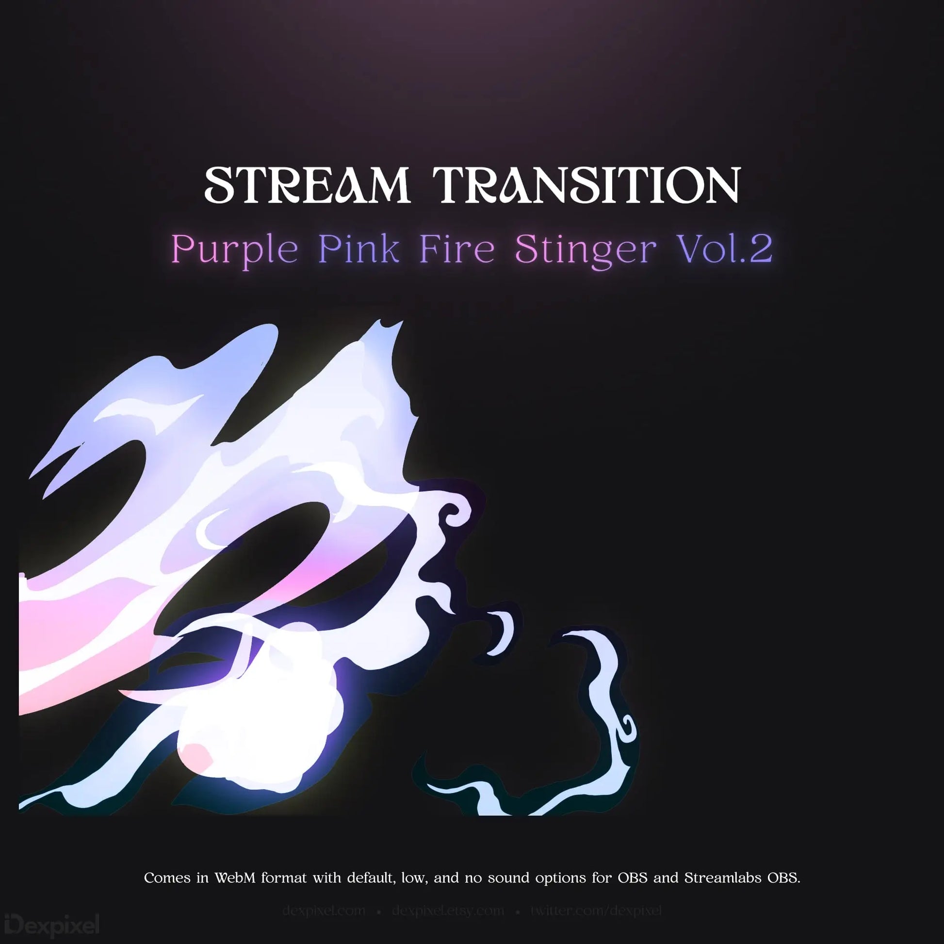 Purple and pink fire stinger stream transition.