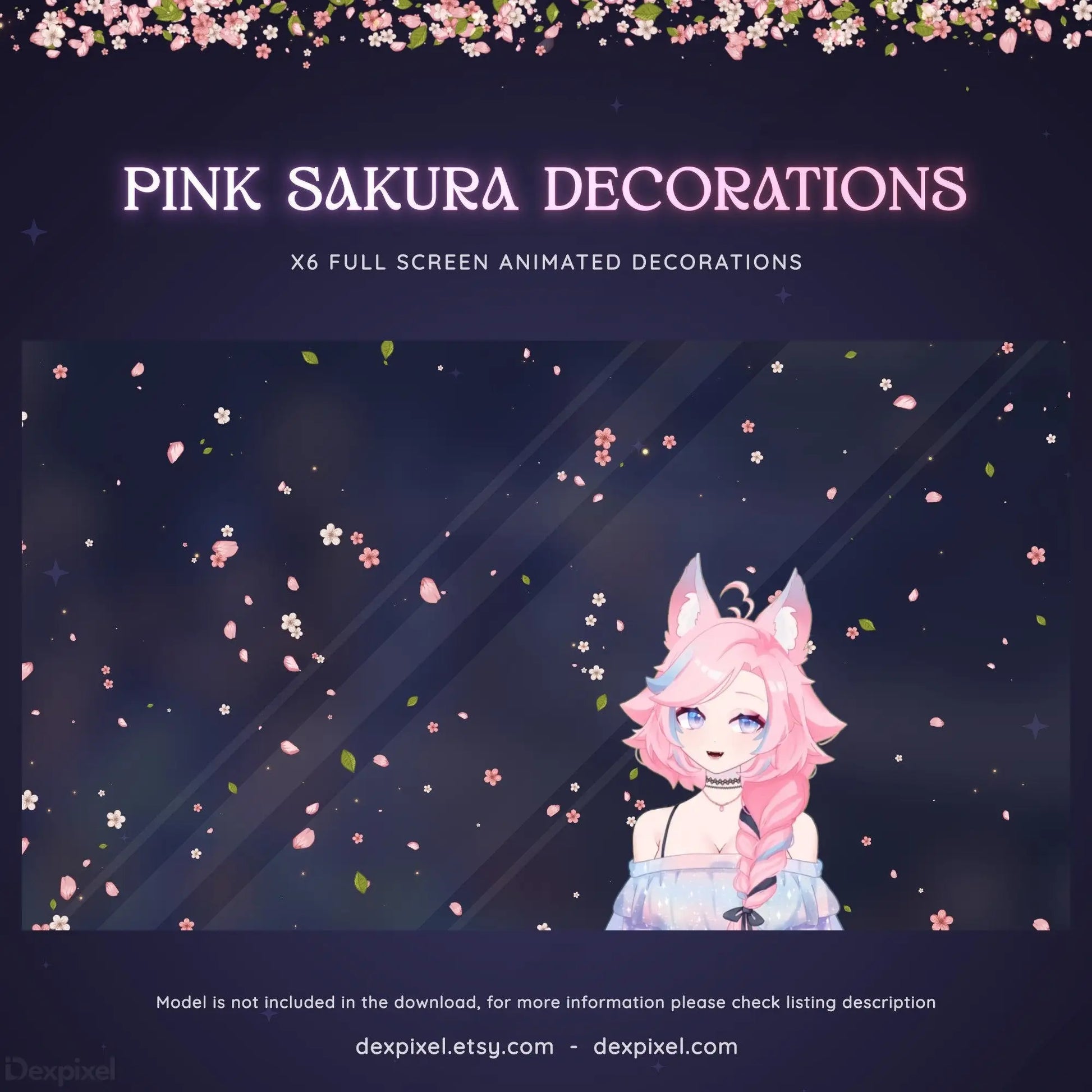 cherry blossom vtuber deco animated