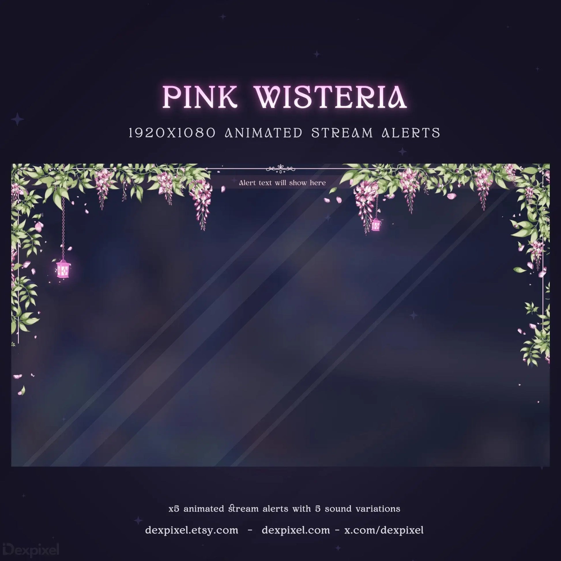 wisteria floral vtuber stream alert