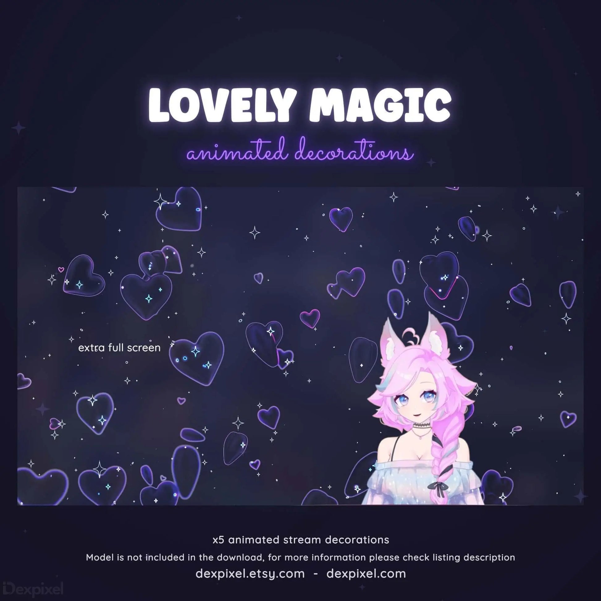 animated stream add on hearts and stars