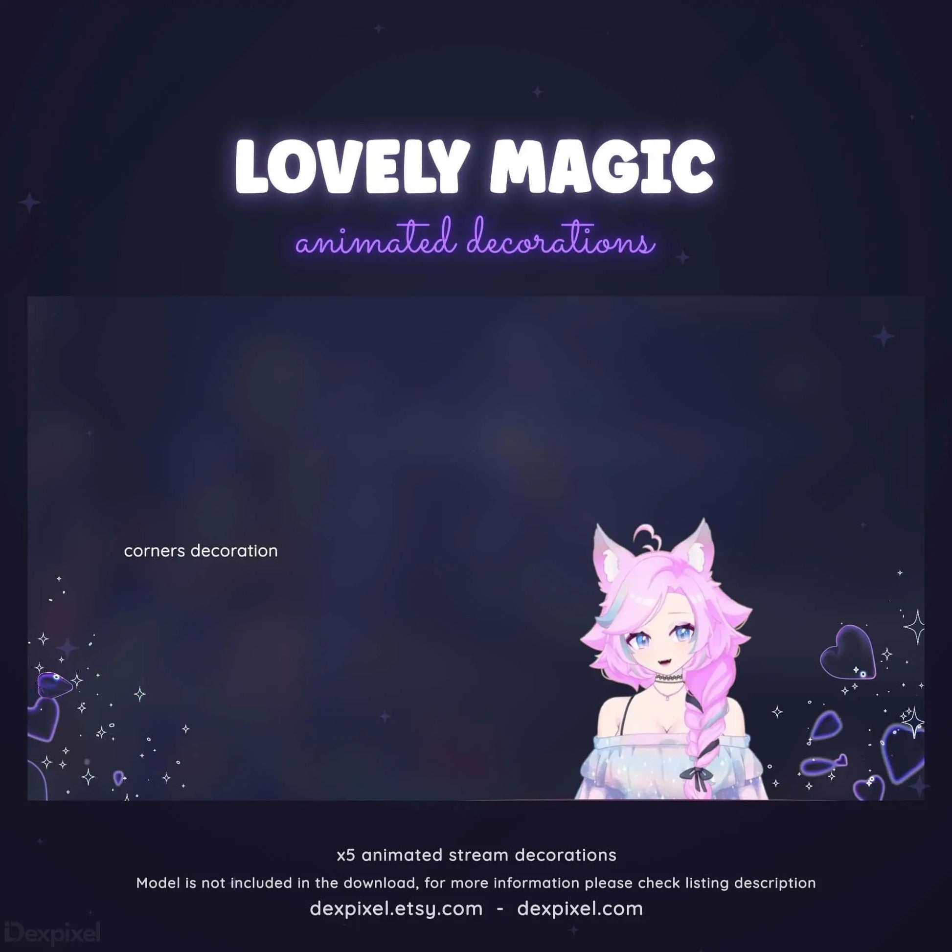 transparent purple hearts animated decoration