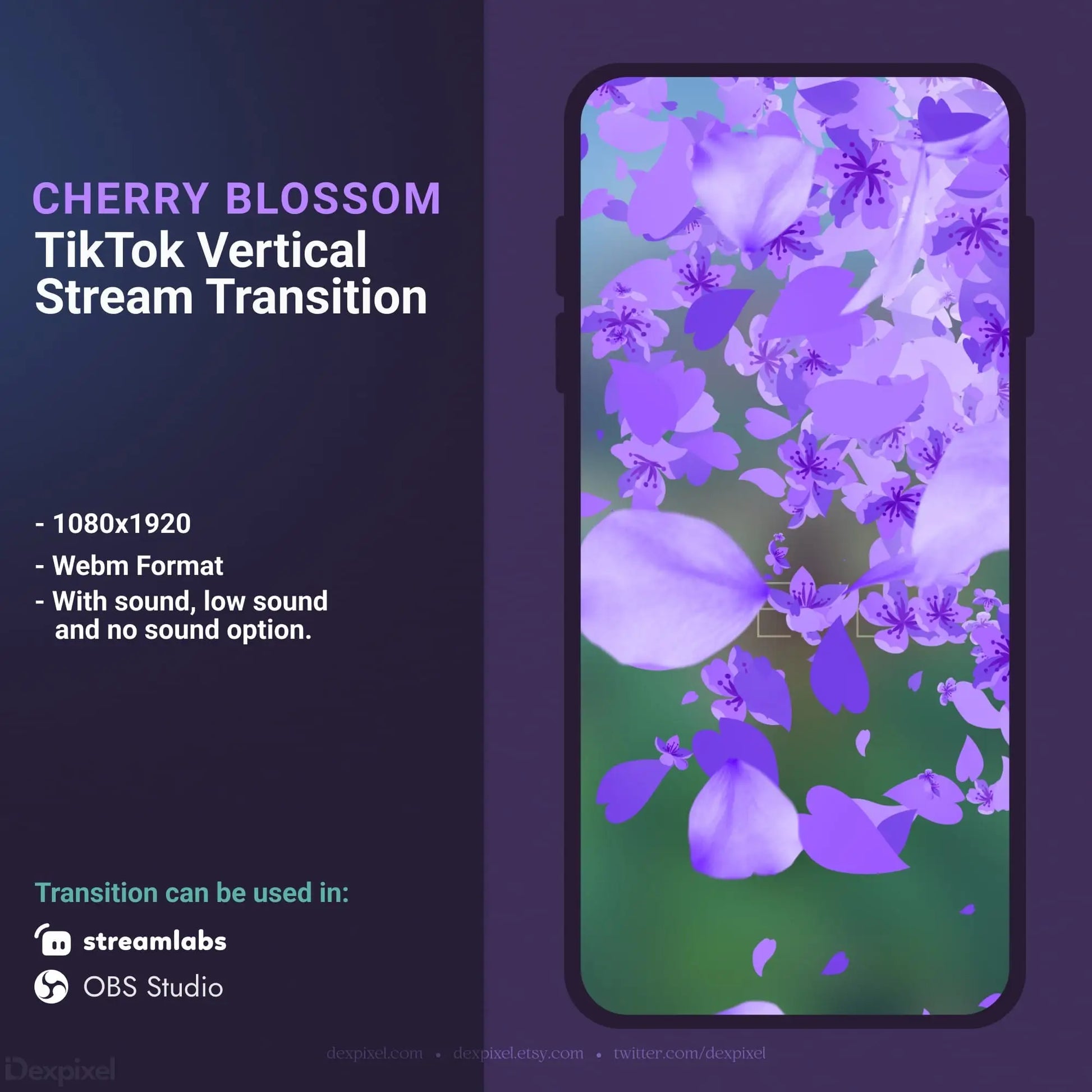 TikTok vertical stream transition with cherry blossom theme.