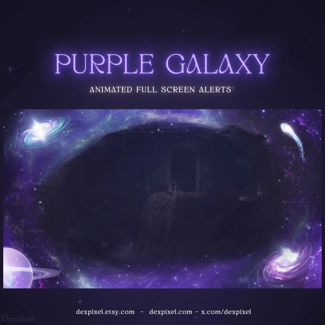 Purple Galaxy Nebula Animated Stream Alert for Twitch, VTuber, and YouTube