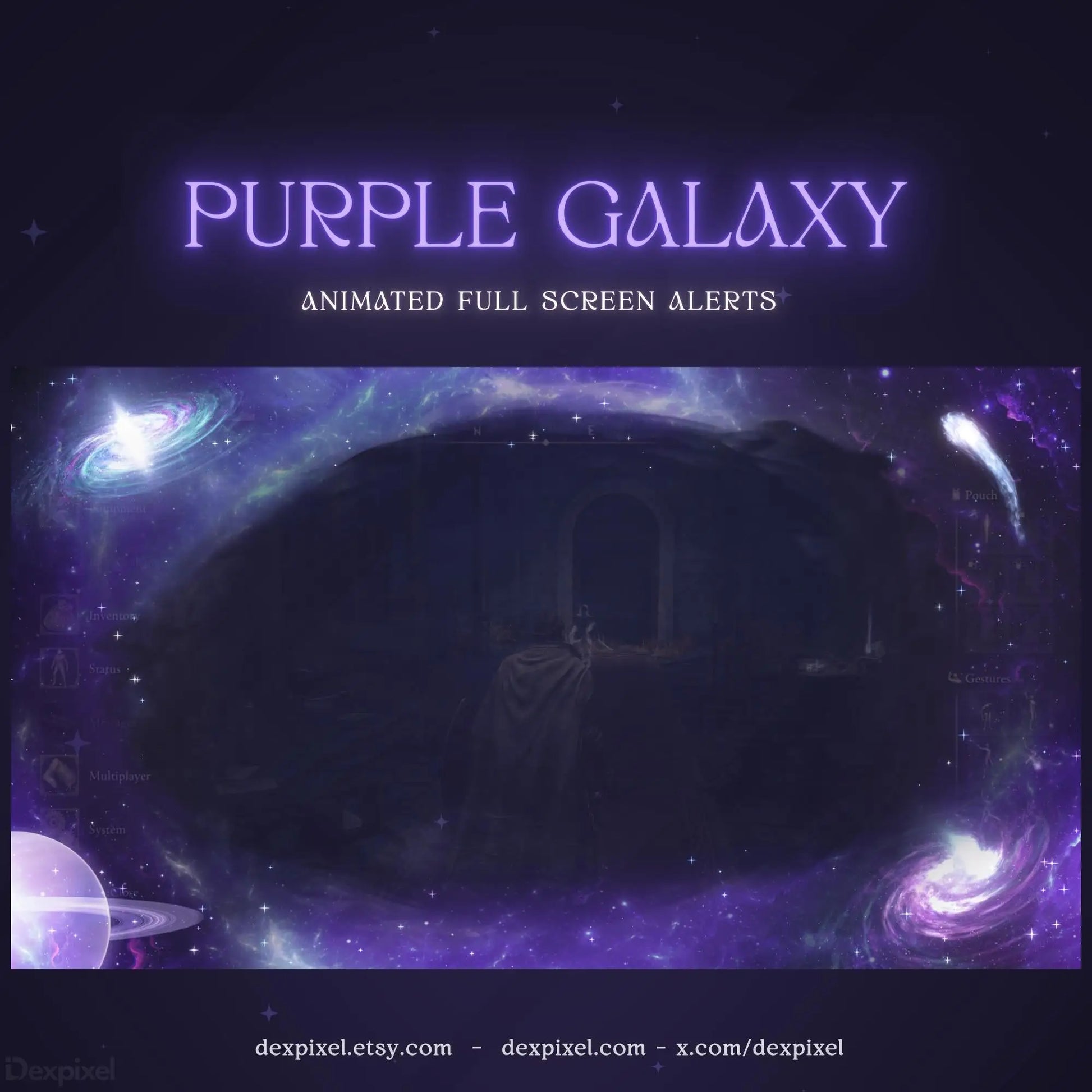 Purple Galaxy Nebula Animated Stream Alert for Twitch, VTuber, and YouTube