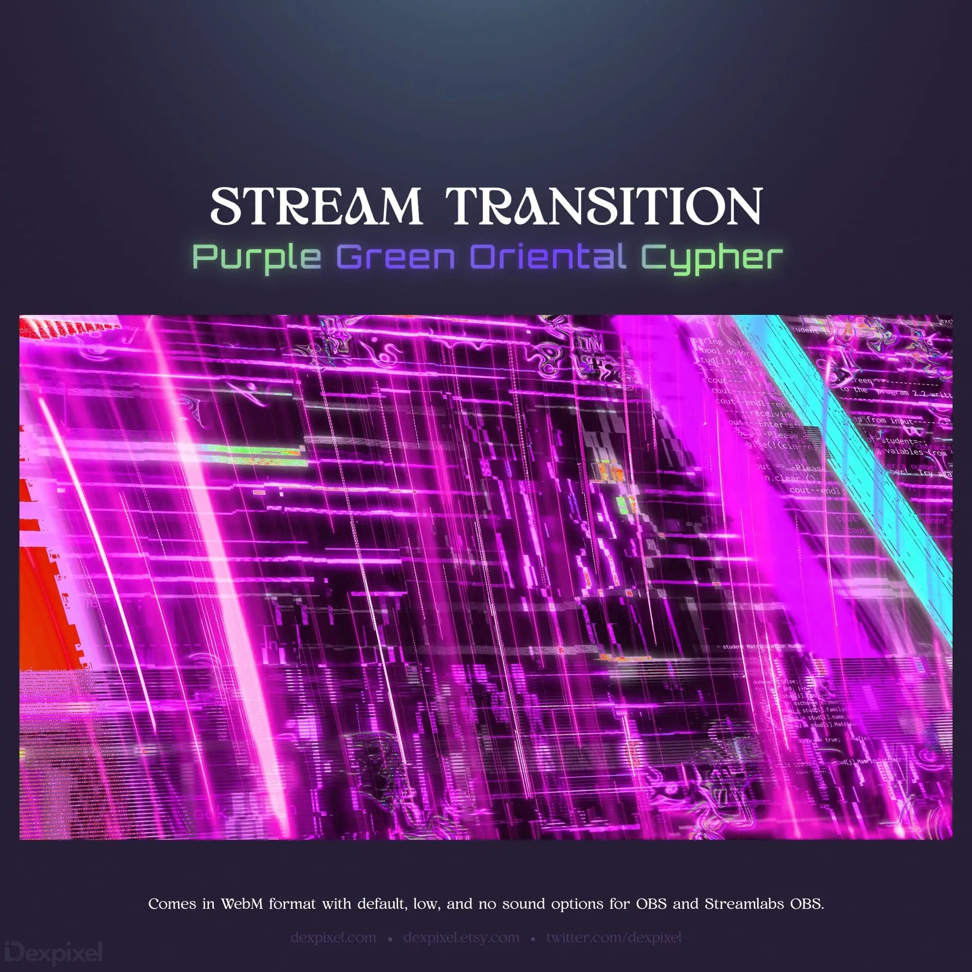 Purple and green stream transition.