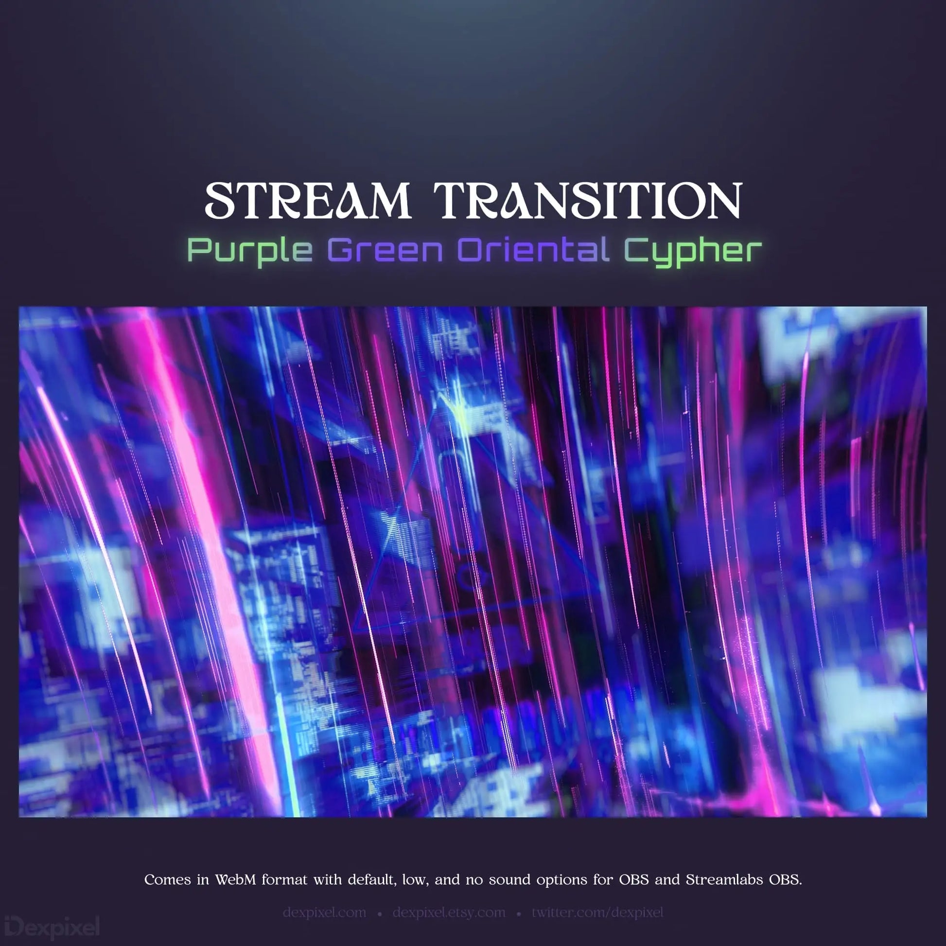 Purple and green stream transition.