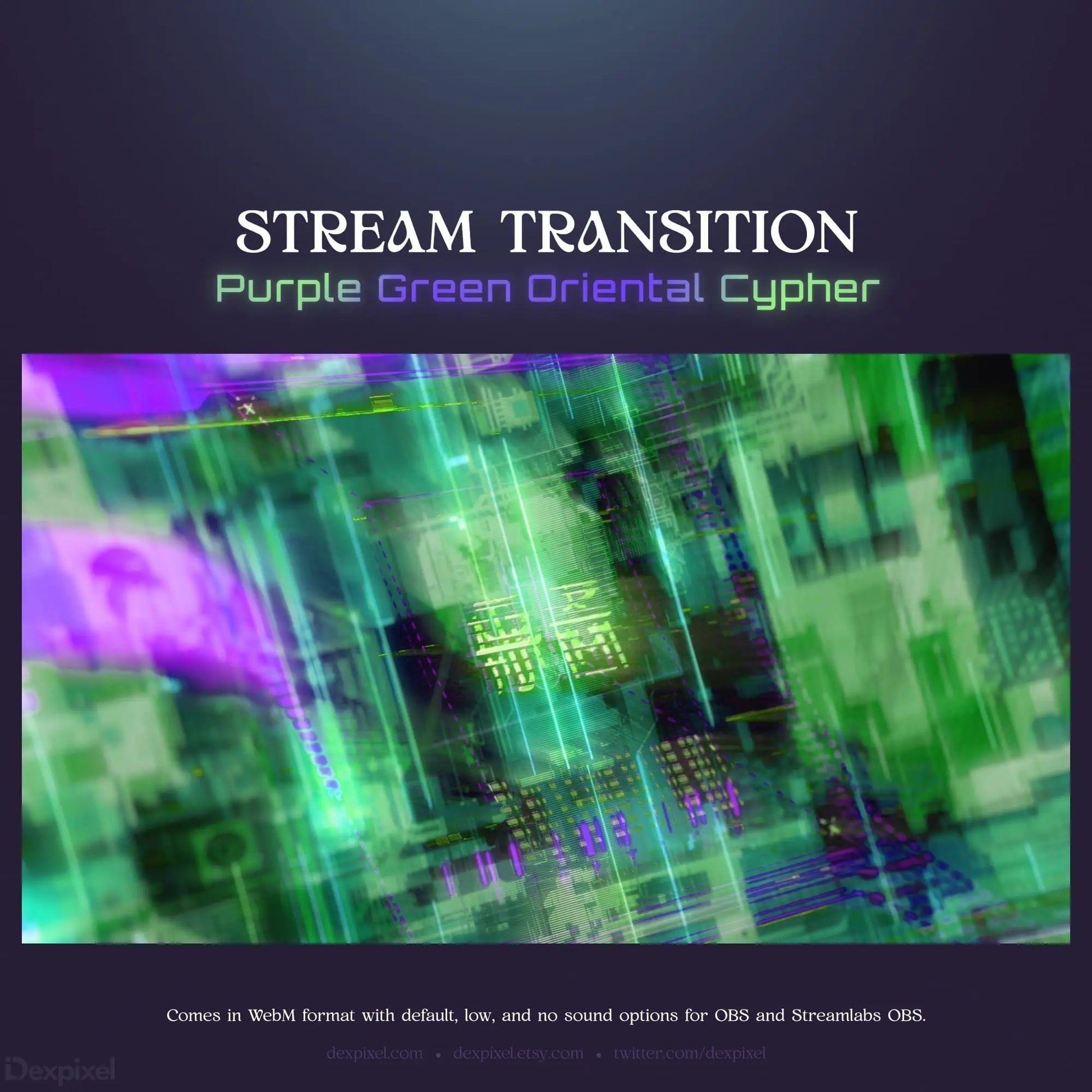 Purple green stream transition.