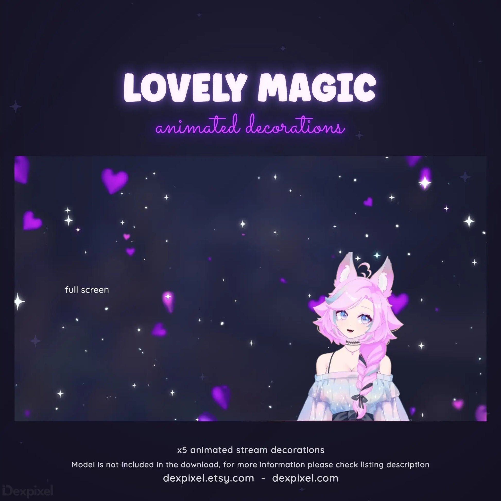 obs studio purple hearts overlay decoration