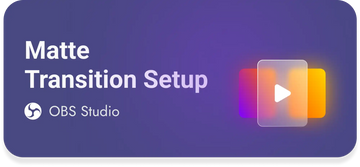 Purple and orange app icon for OBS Studio’s Matte Transition Setup feature.
