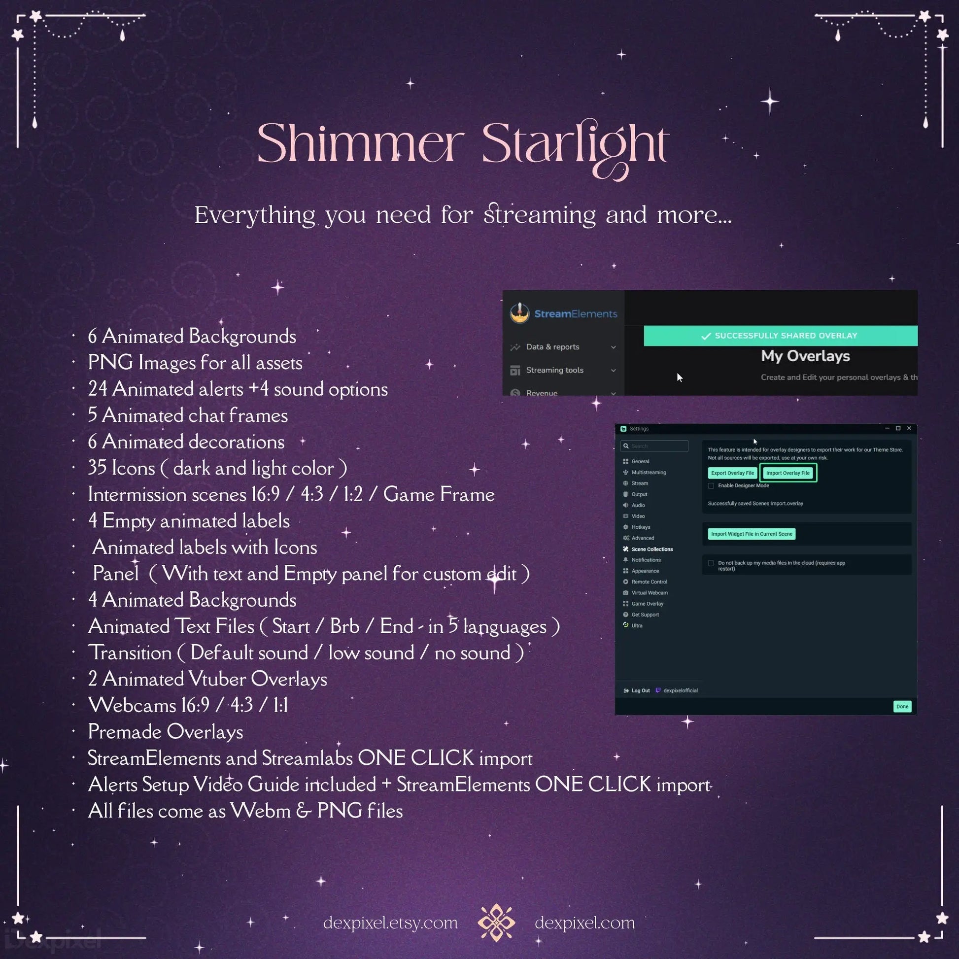 pink shimmer starlight chatting overlays