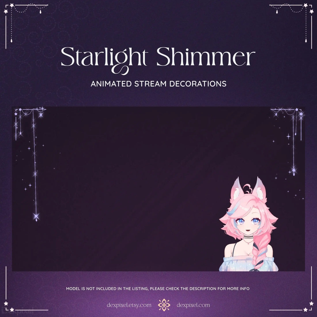 purple pink starlight shimmer stream decoration