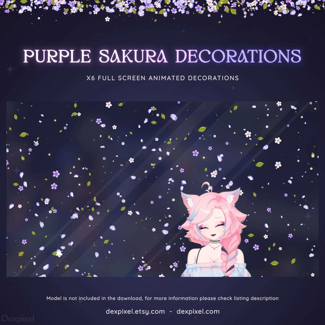 purple white sakura cherry blossom stream decoration