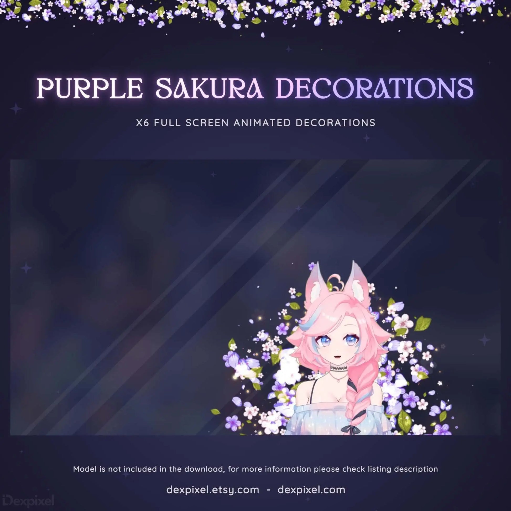 animated sakura deco decorations for vtuber